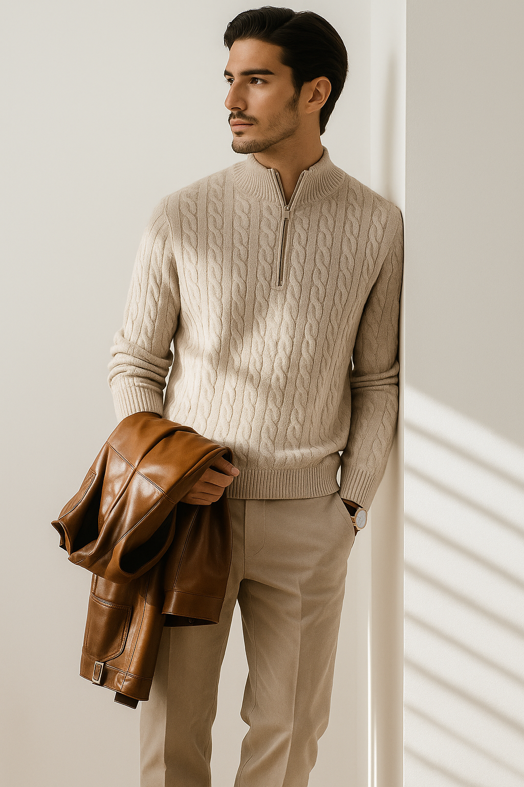 Suéter Masculino com Meio Zíper