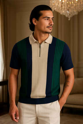 Blusa Polo Masculina Meio Zip