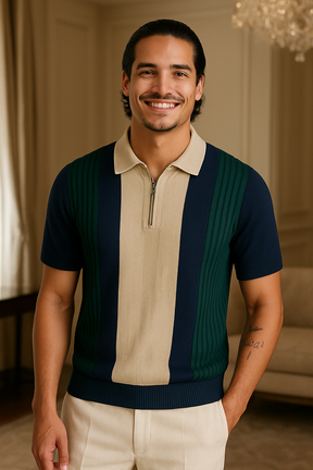 Blusa Polo Masculina Meio Zip