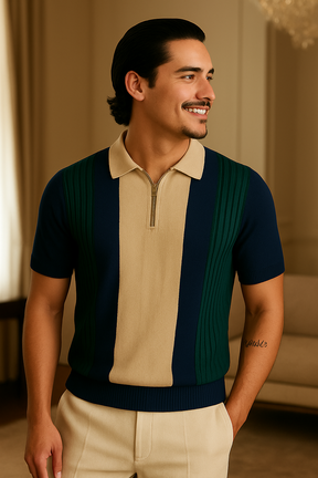 Blusa Polo Masculina Meio Zip